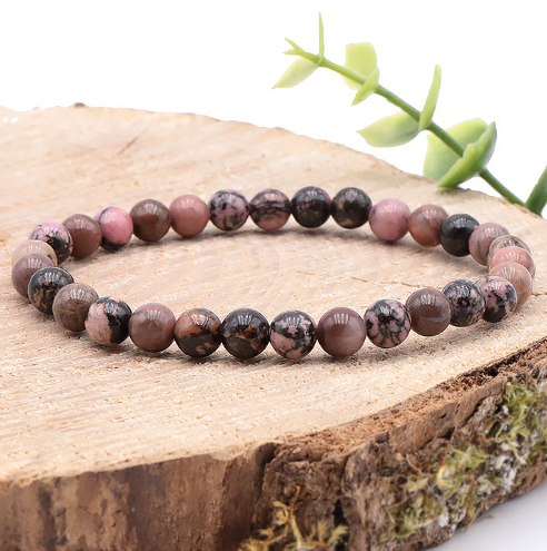 BRACELET BOULE 06MM RHODONITE MADAGASCAR